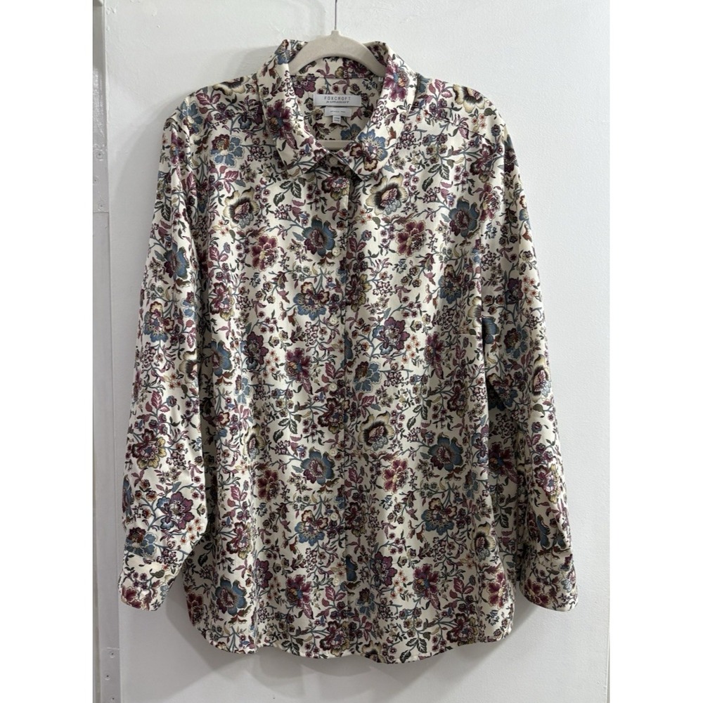 Foxcroft Appleseed's Floral Print Wrinkle Free Button Down Shirt 22W Plus‎ Size